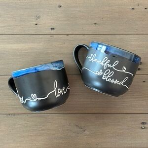 La Rochelle Blue and Black Ceramic Mugs Set